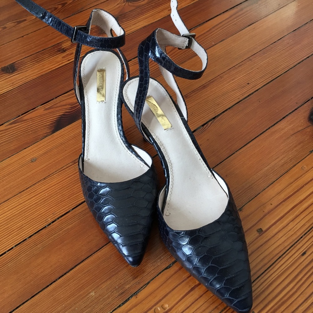 Louise et Cie Ankle Strap Snake Skin Heels